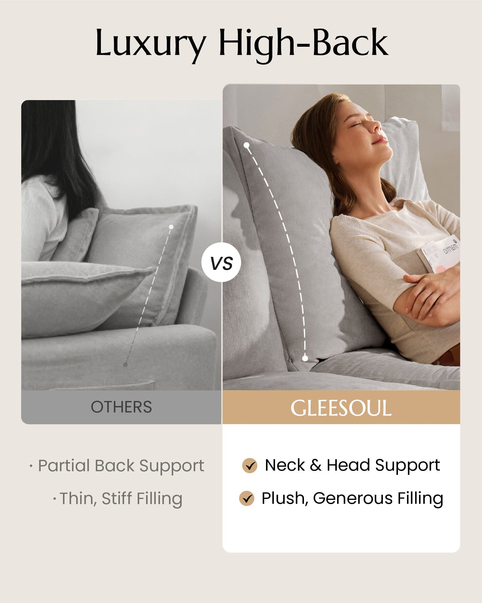 3-Seater Luxury High-Back Sectional Cloud Couch-Supportive Seating,Chenille Dark Grey