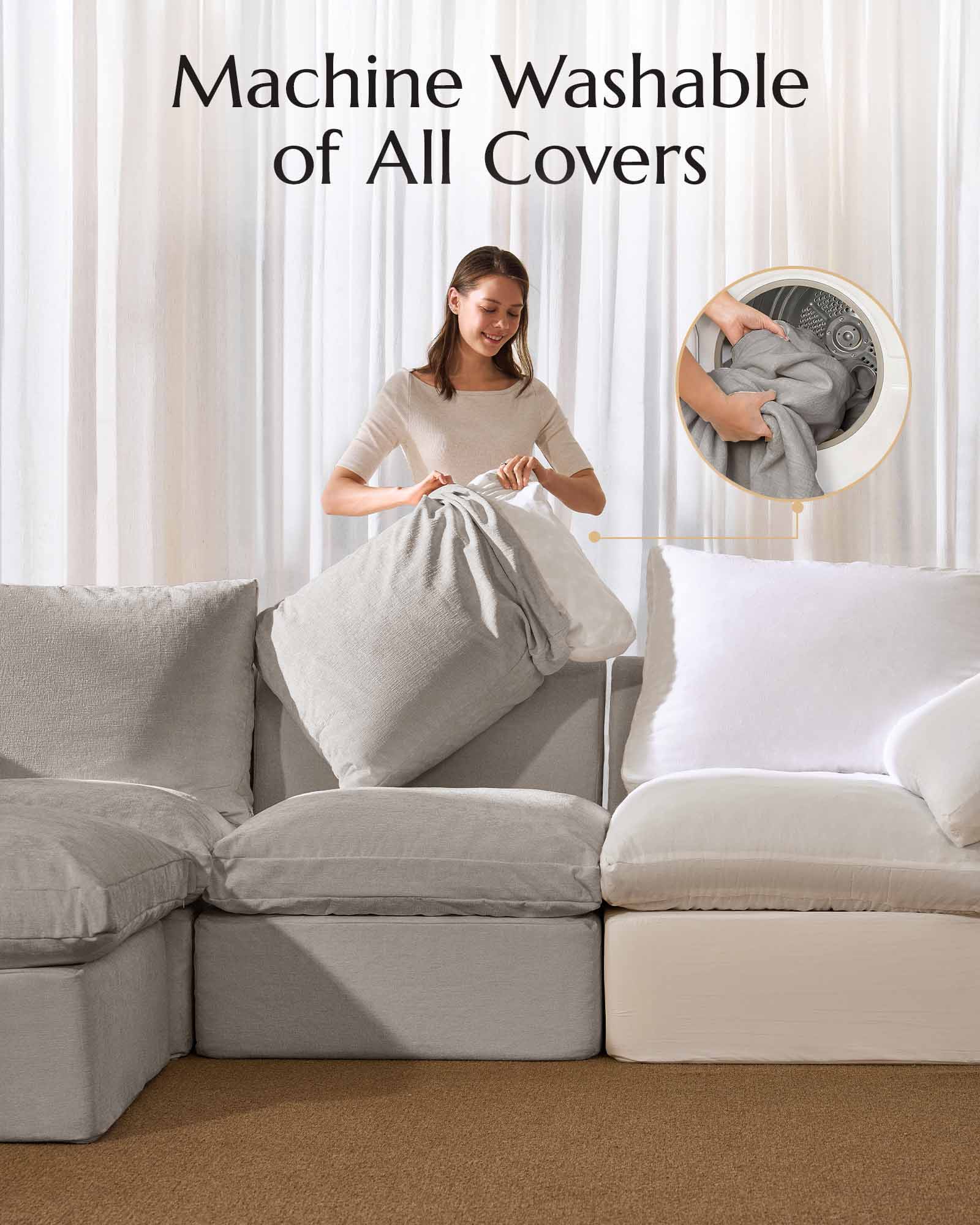 3-Seater Luxury High-Back Sectional Cloud Couch-Supportive Seating,Chenille Dark Grey