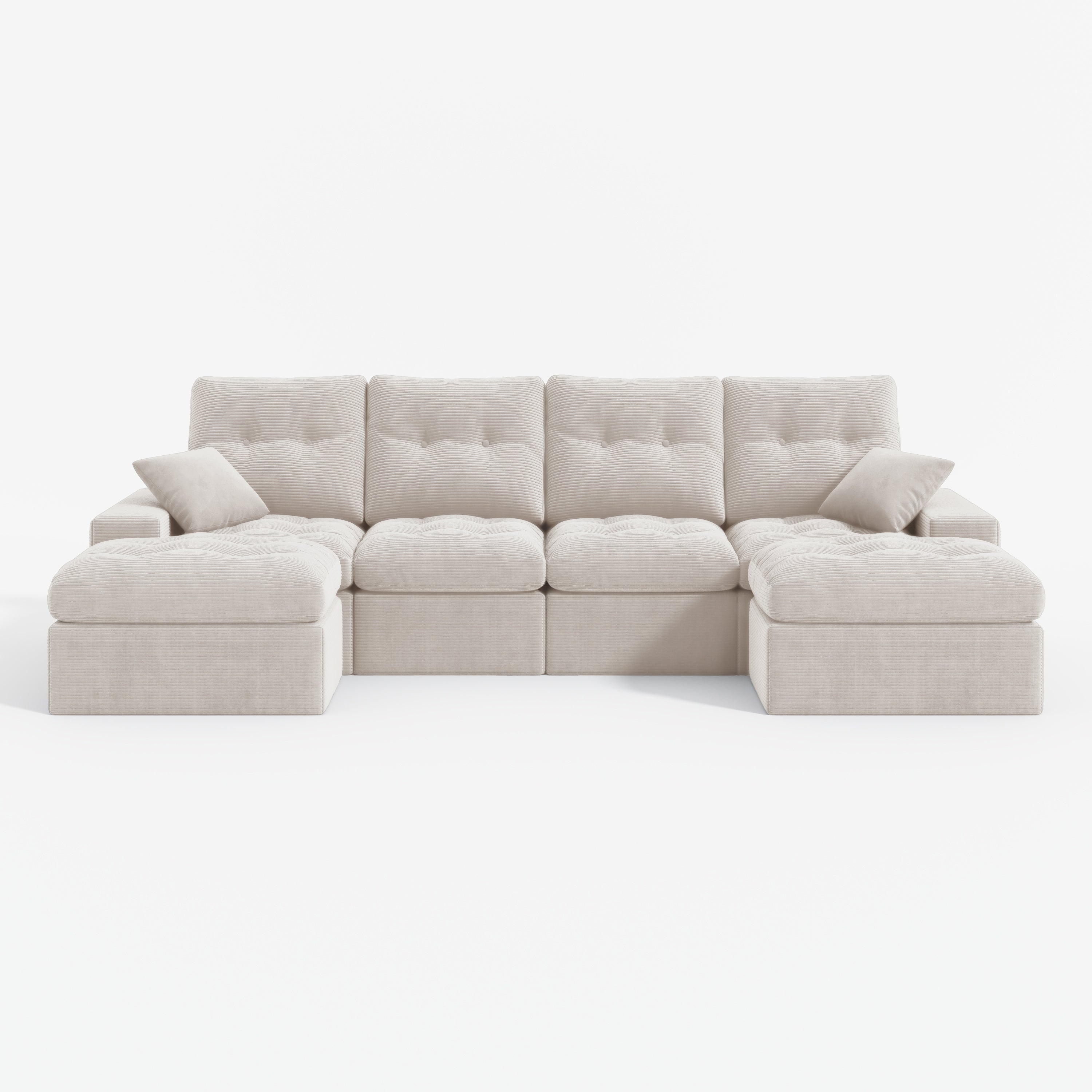 4-Seater Ergonomic High-Back Modular Sectional Couch-Supportive Seating, Corduroy Dark Grey