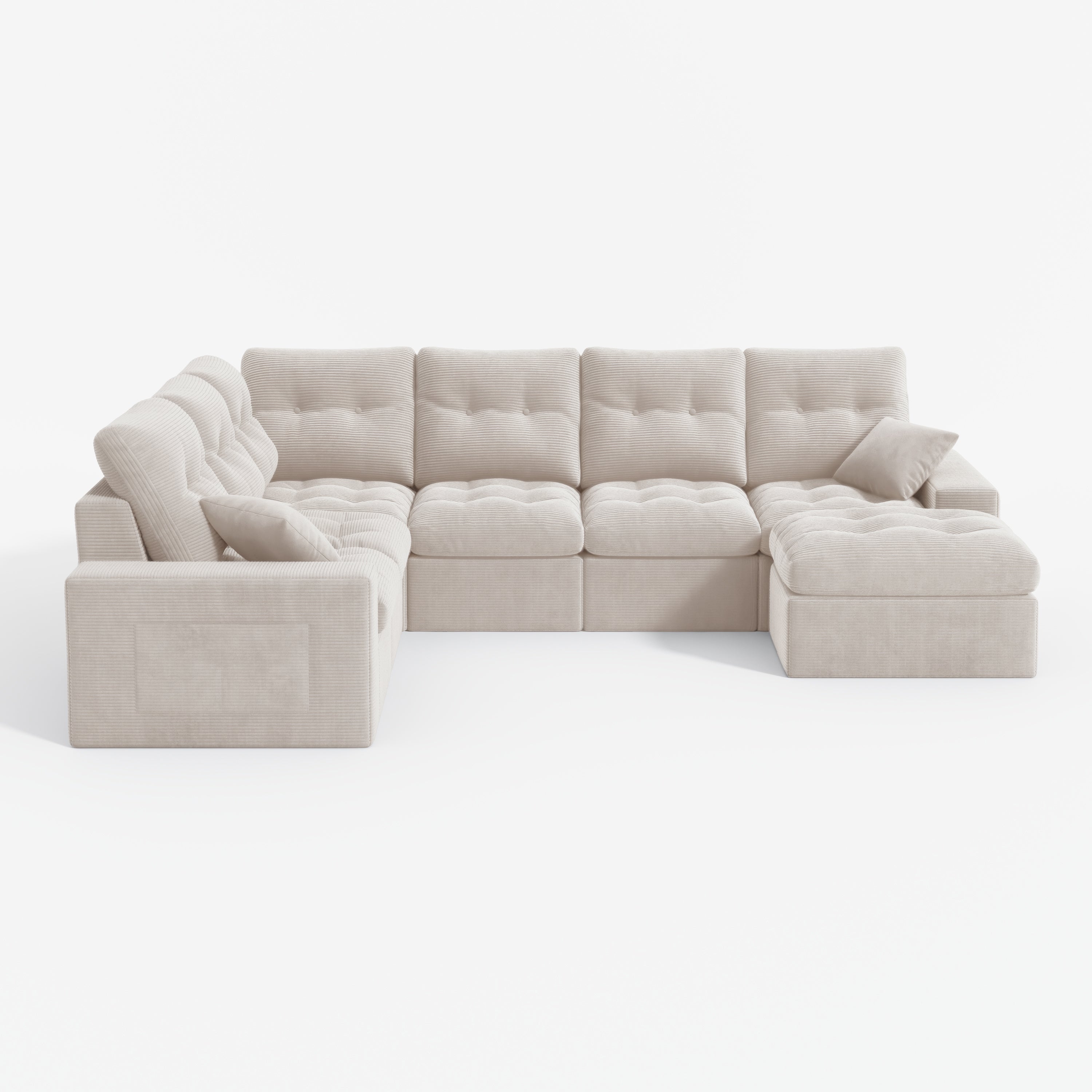 L-shaped Ergonomic High-Back Modular Sectional Couch-Supportive Seating, Corduroy Dark Grey