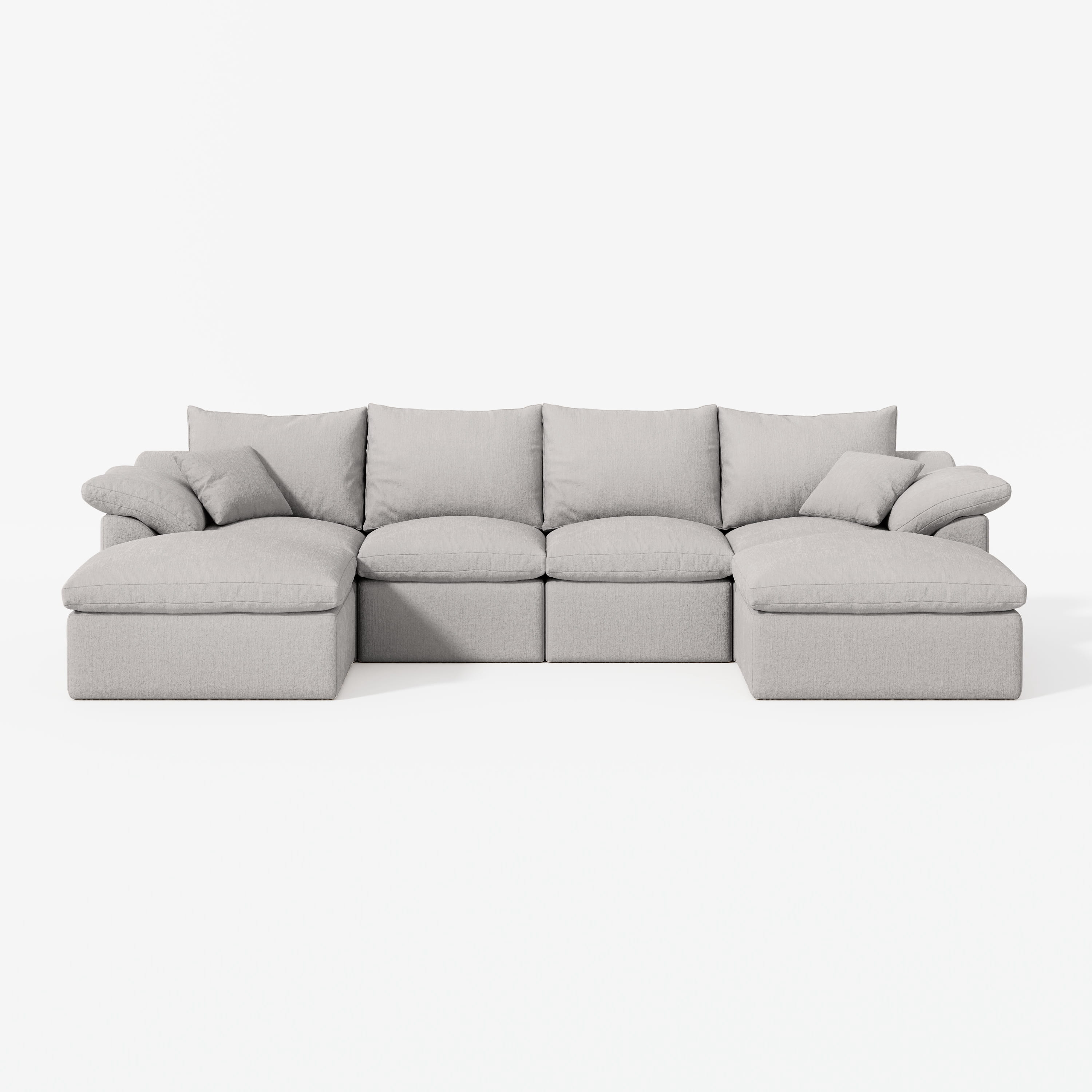 4-Seater Luxury High-Back Sectional Cloud Couch-Supportive Seating,Chenille Warm White
