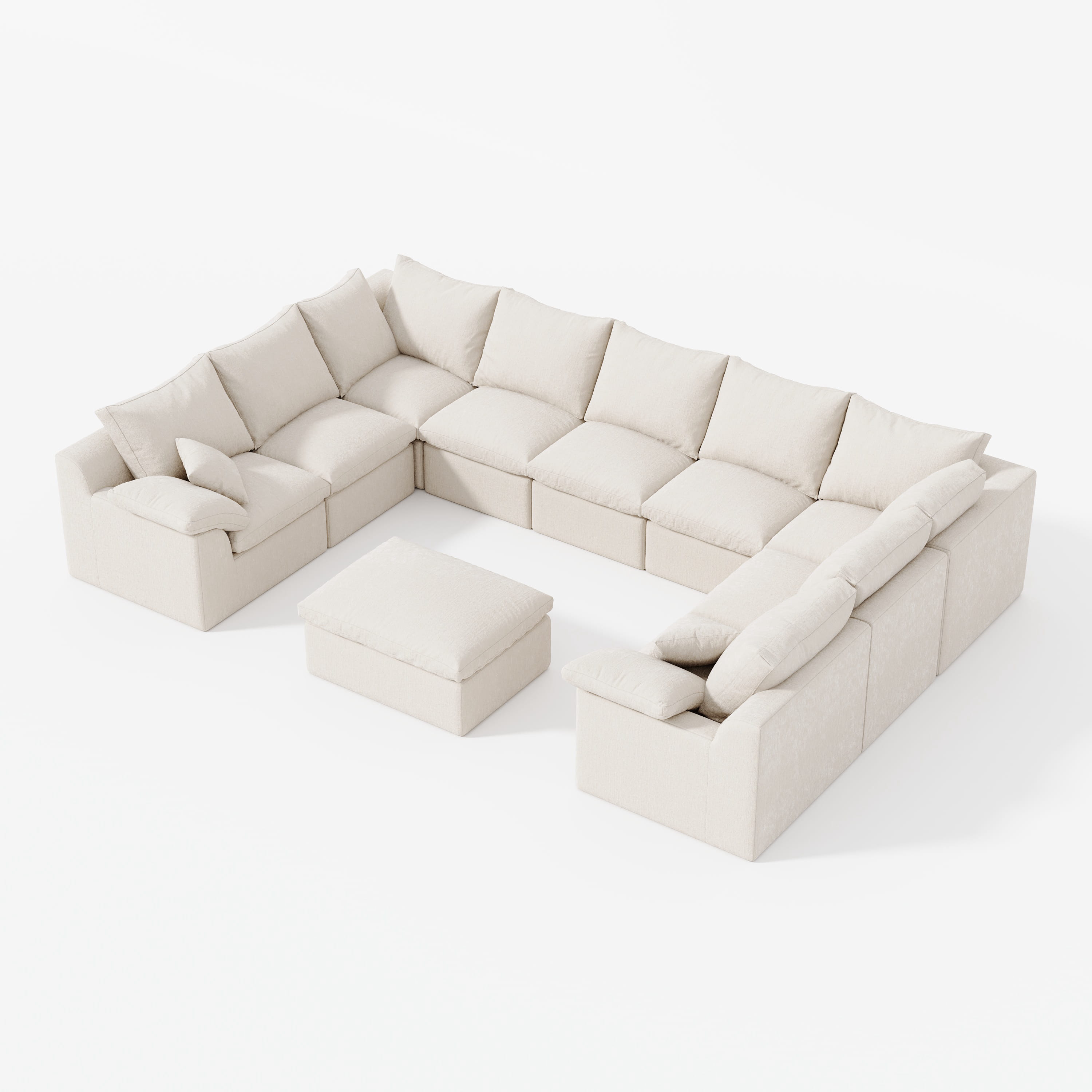 U-shaped Luxury High-Back Sectional Cloud Couch-Supportive Seating,Chenille Dark Grey