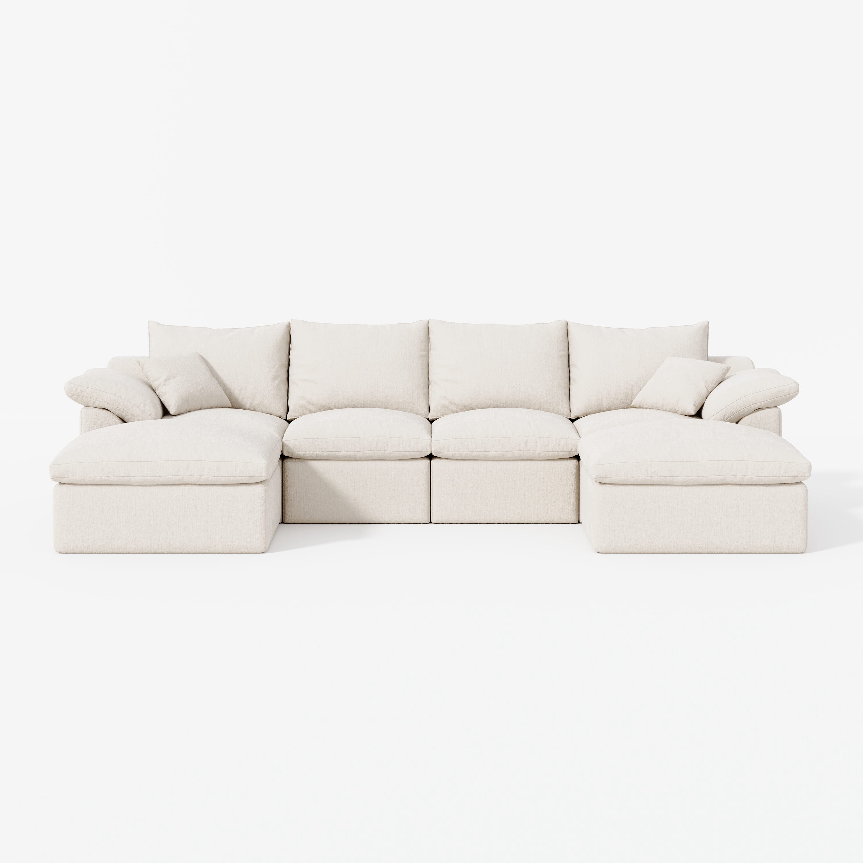 4-Seater Luxury High-Back Sectional Cloud Couch-Supportive Seating,Chenille Warm White