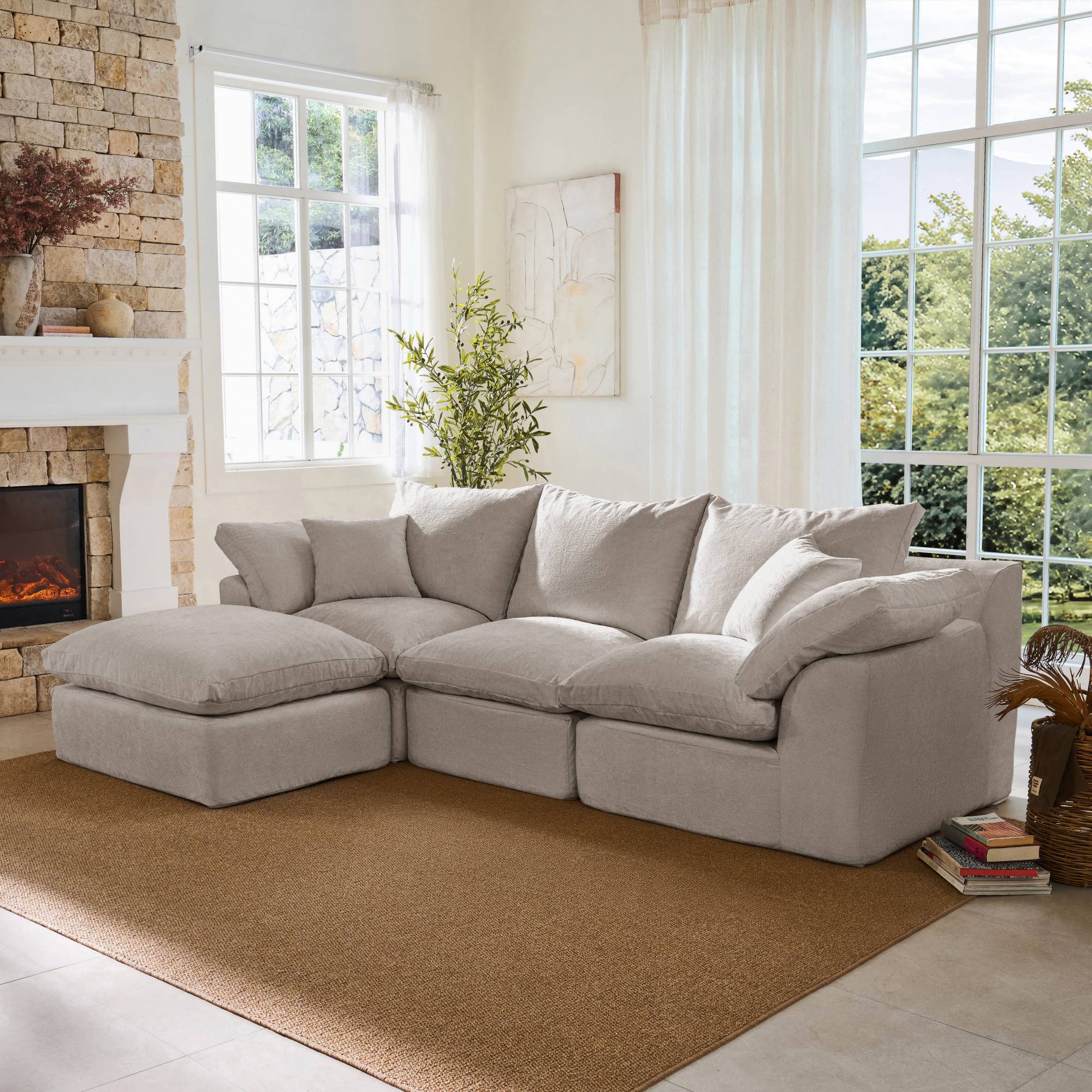 2-Seater Luxury High-Back Cloud Couch-Supportive Seating, Chenille Dark Grey