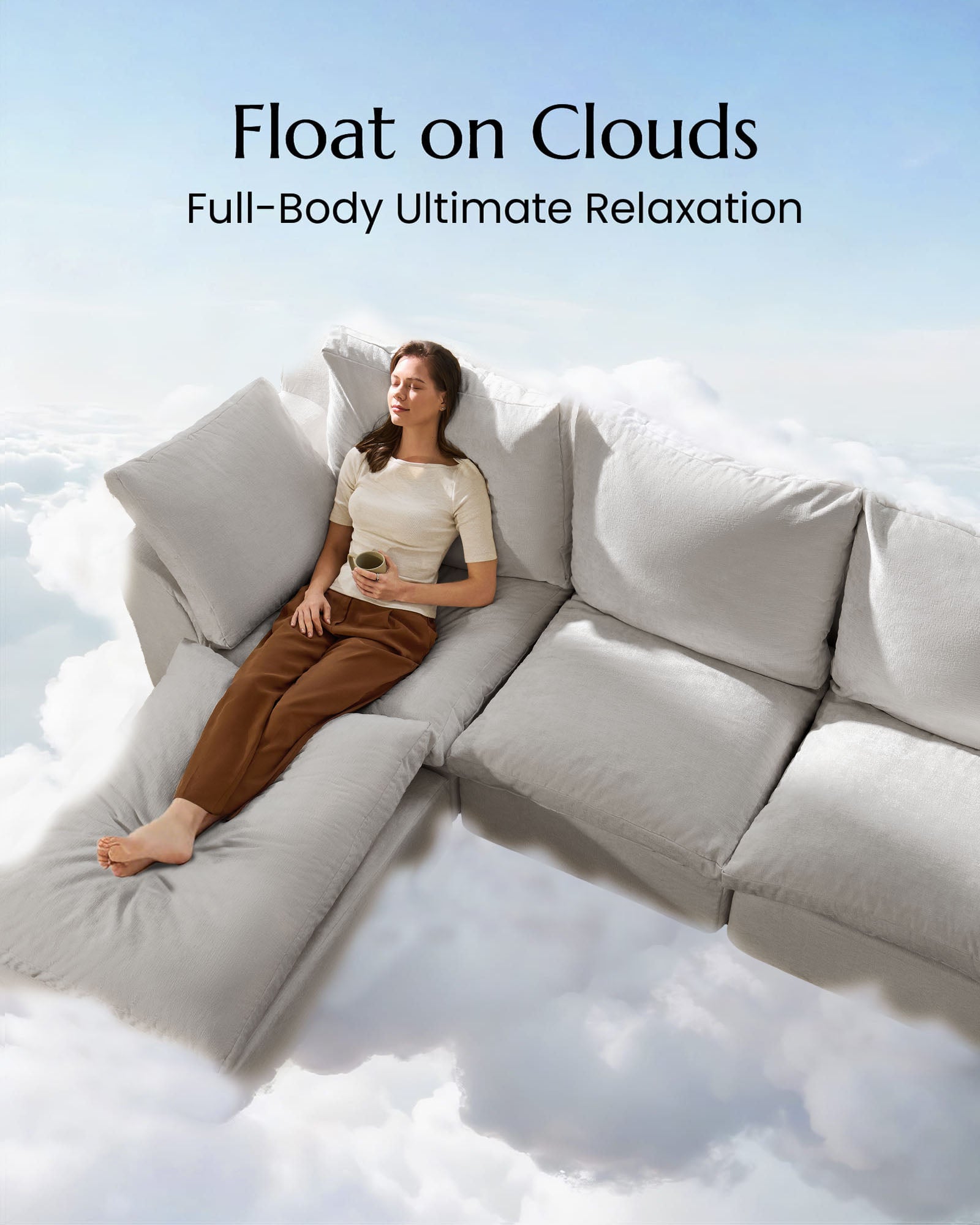 2-Seater Luxury High-Back Cloud Couch-Supportive Seating, Chenille Dark Grey