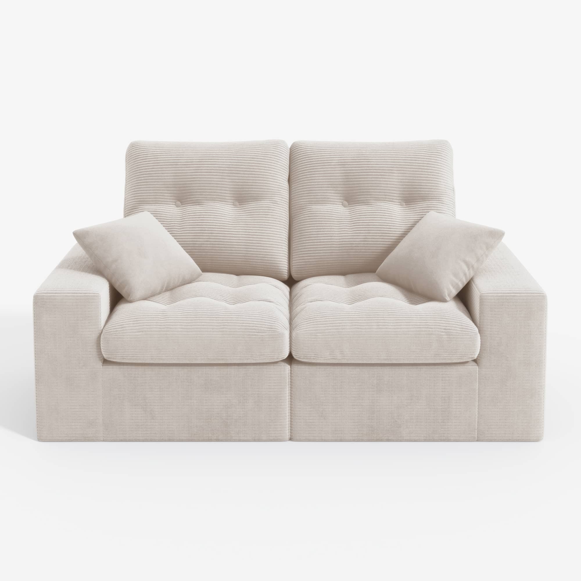 2-Seater Ergonomic High-Back Modular Couch-Supportive Seating, Corduroy Dark Grey