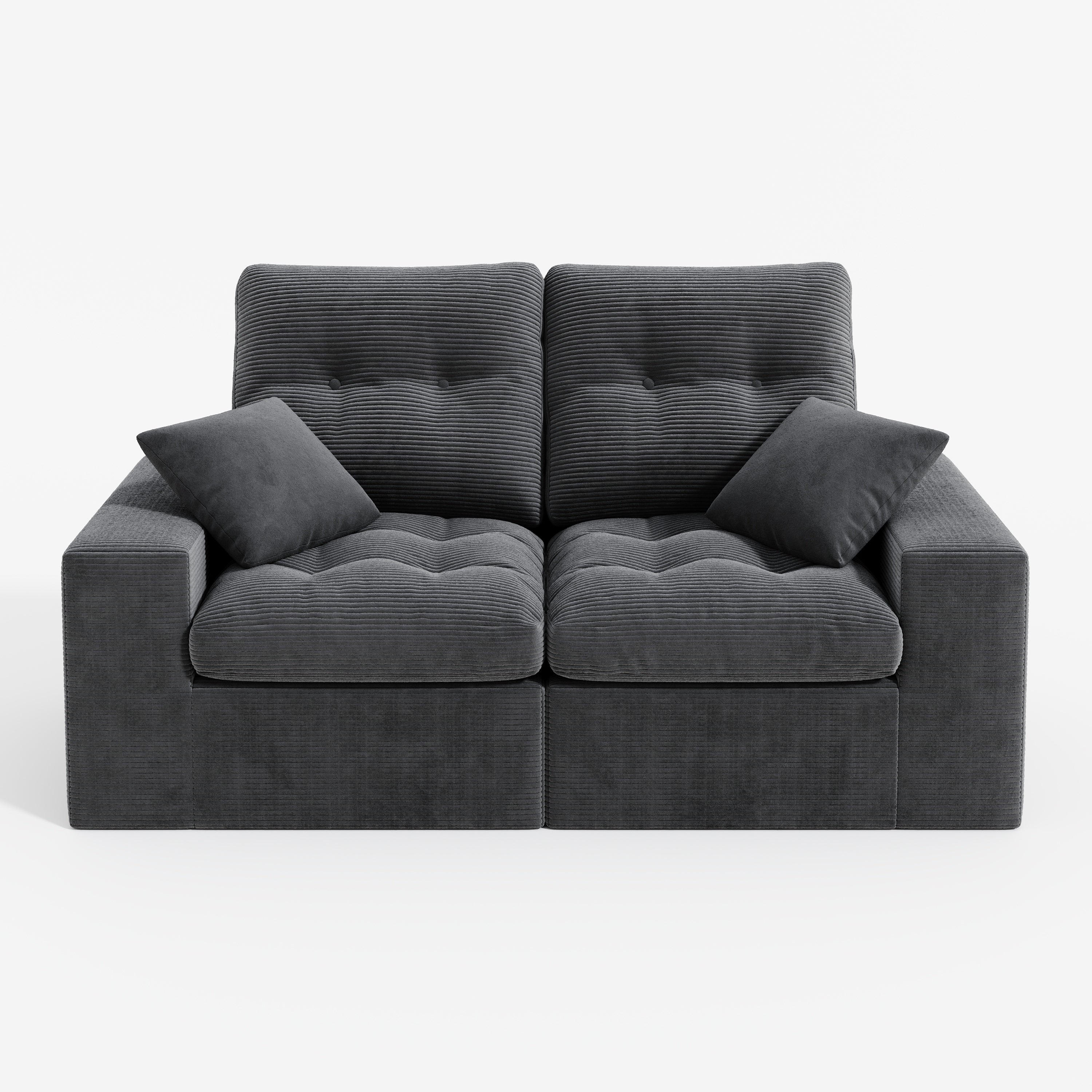 2-Seater Ergonomic High-Back Modular Couch-Supportive Seating, Corduroy Warm White