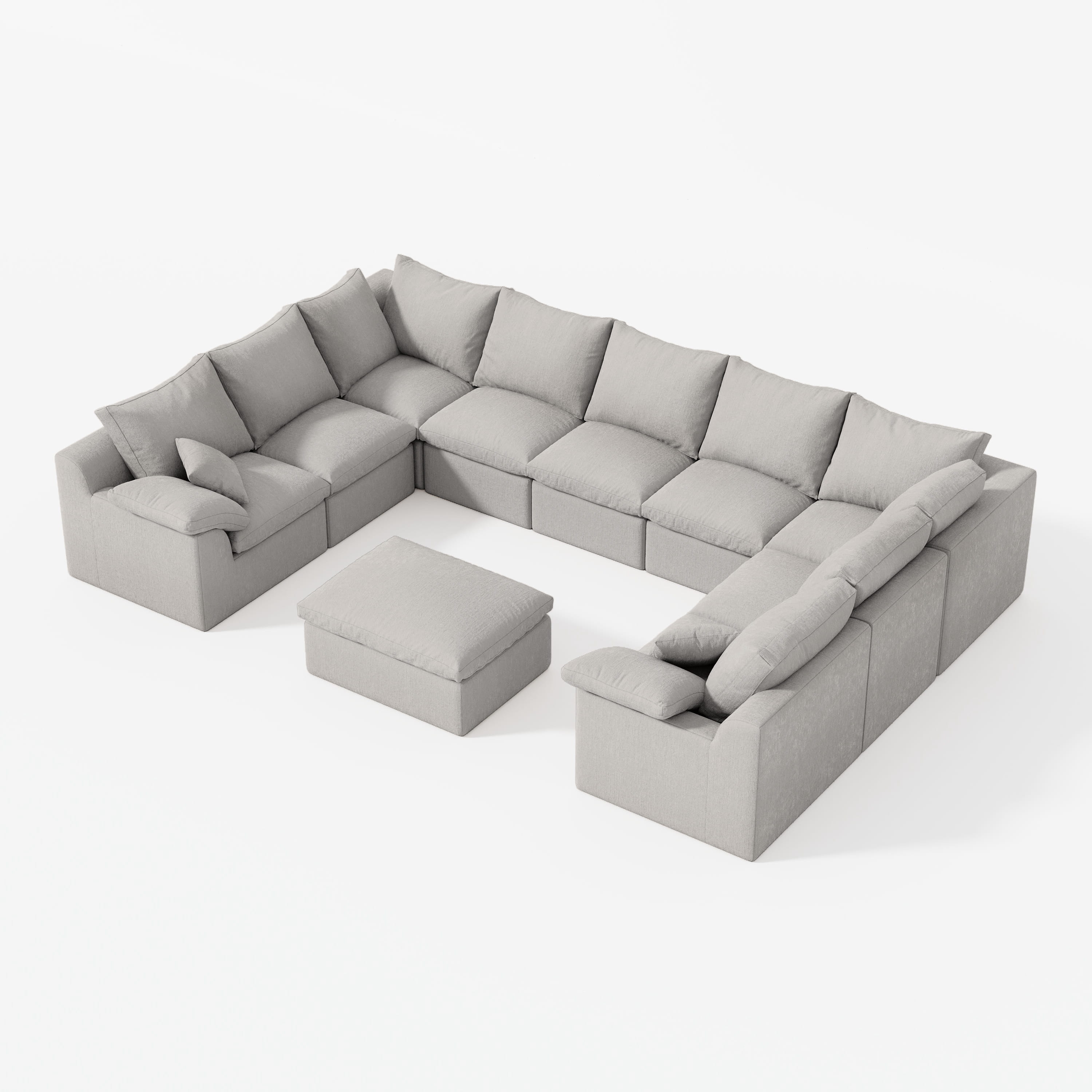 U-shaped Luxury High-Back Sectional Cloud Couch-Supportive Seating,Chenille Dark Grey