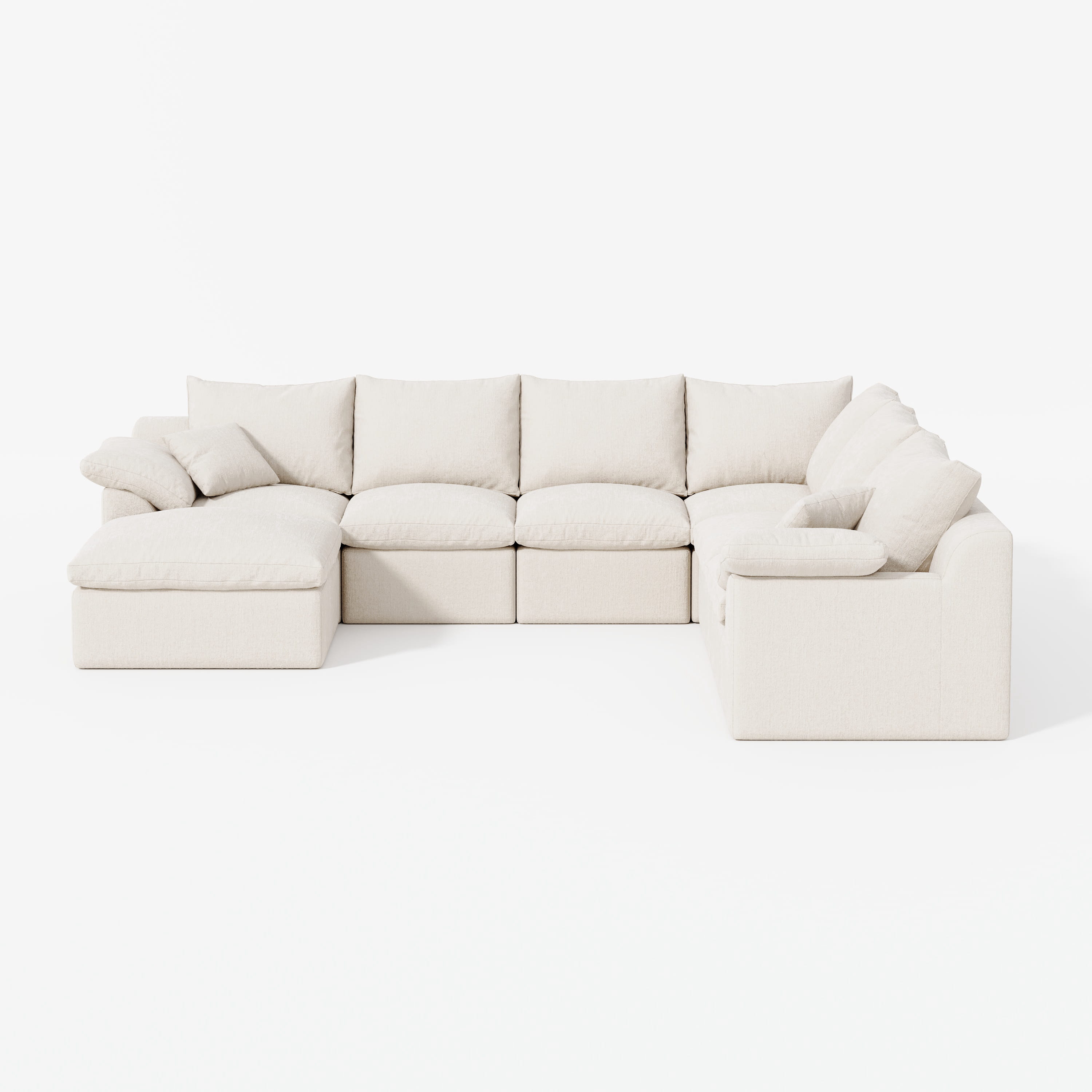 L-shaped Luxury High-Back Sectional Cloud Couch-Supportive Seating,Chenille Warm White