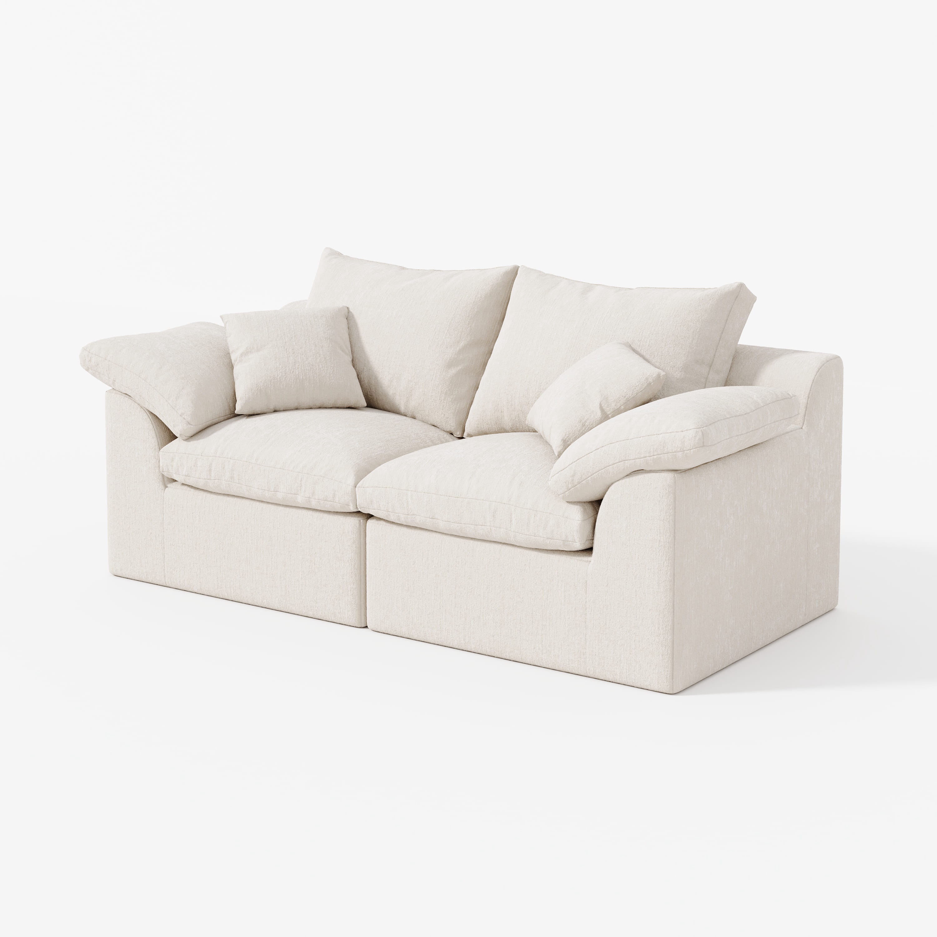 2-Seater Luxury High-Back Cloud Couch-Supportive Seating, Chenille Warm White